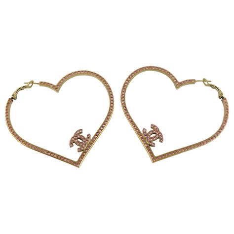 chanel heart hoop earrings|chanel inspired hoop earrings.